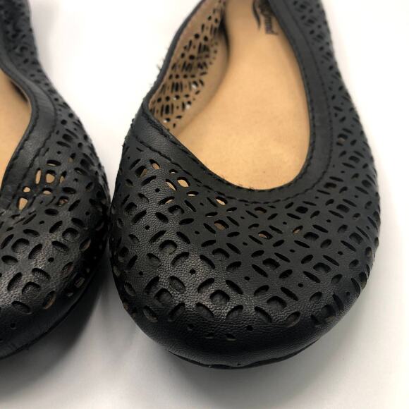 Lucky Brand Black Leather‎ Laser Cut Flat Size 5 - Picture 3 of 7